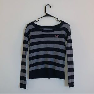 Hollister Black & Gray Wide Neck Sweater